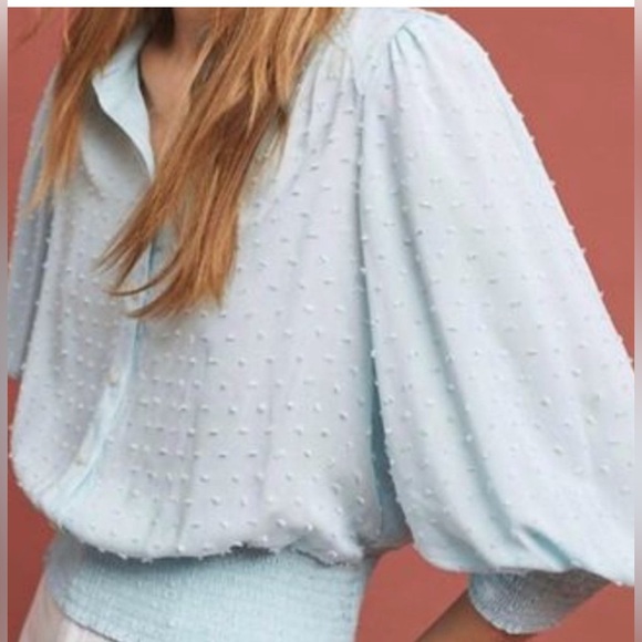 Maeve Tops - Anthropologie Maeve Rosa Women's Light Blue Swiss Dot Top Small